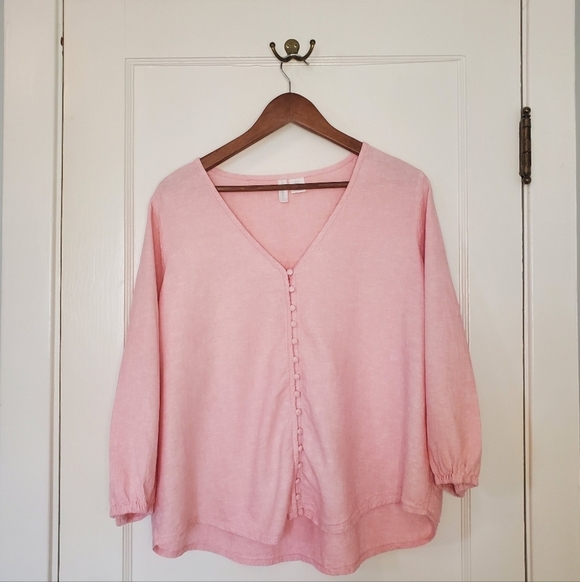 Cynthia Rowley Tops - Cynthia Rowley Linen Blend Blouse – Plus Size 1X – Pale Pink